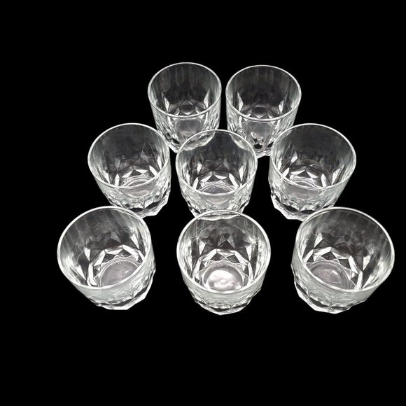 Vtg Arcoroc Arques France Crystal Whiskey Rocks Low Ball Glasses Set 8pc 10.5 oz - Picture 4 of 8